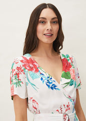Evadine Floral Tea Dress White Multi