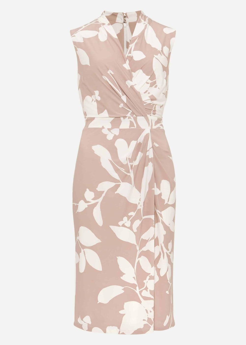 Rose Floral Placement Dress Taupe/Ivory