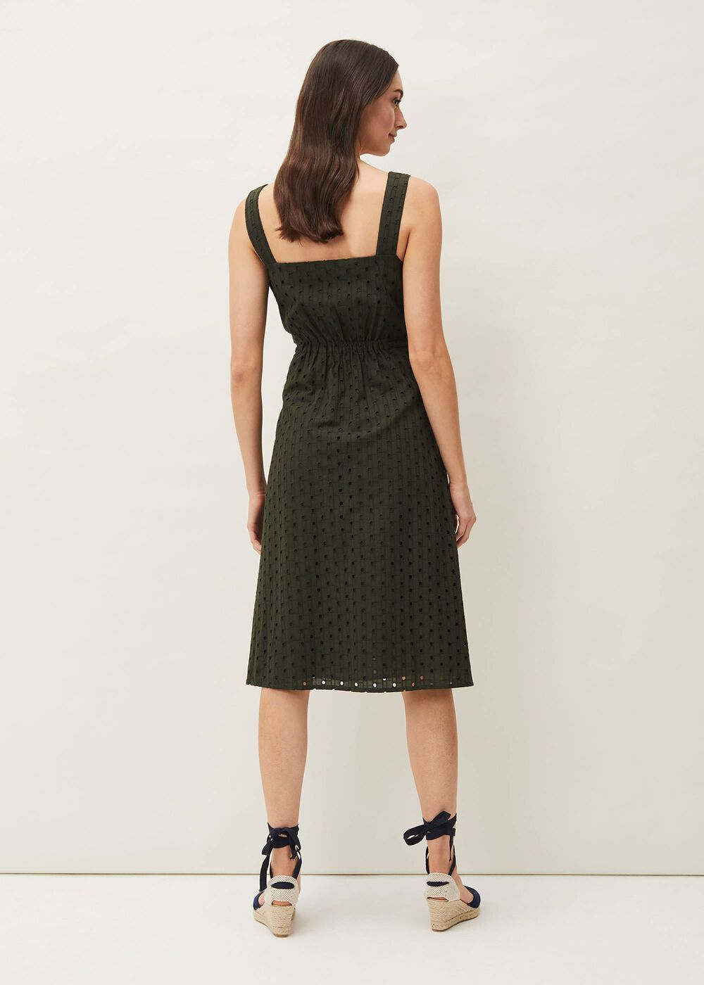 Olymea Broderie Dress Khaki