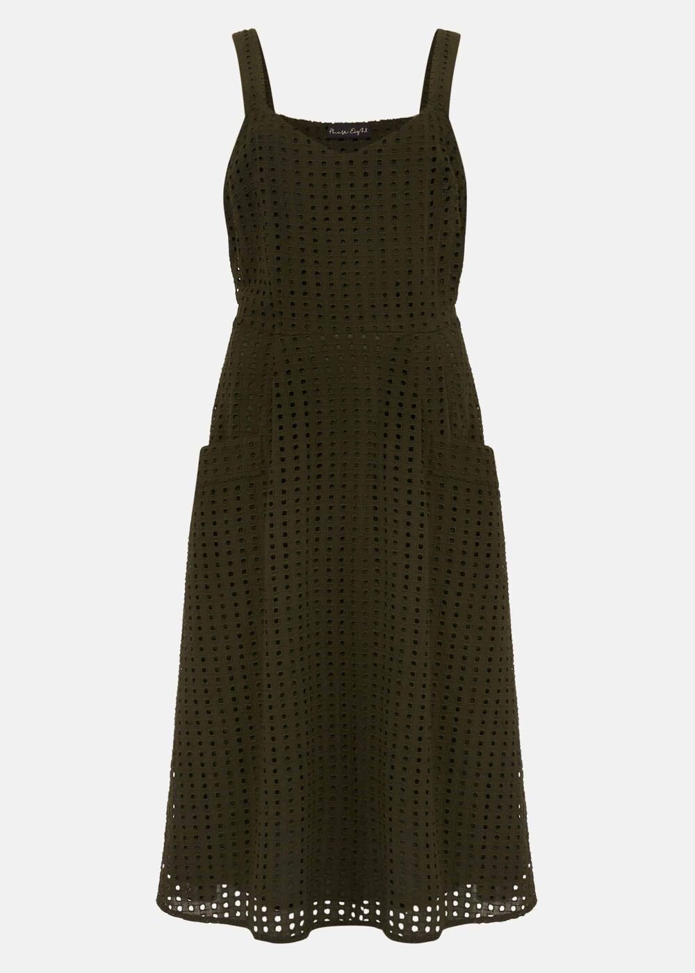 Olymea Broderie Dress Khaki
