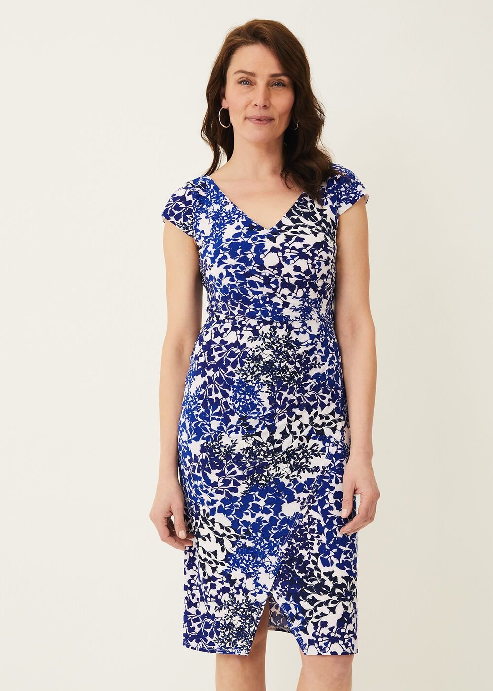 Arielle Contrast Print Jersey Dress Cerulean/Almond