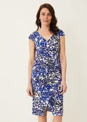 Arielle Contrast Print Jersey Dress Cerulean/Almond