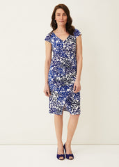 Arielle Contrast Print Jersey Dress Cerulean/Almond