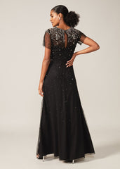Pascale Jewelled Tulle Dress Black