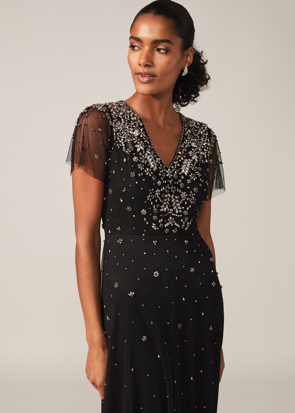 Pascale Jewelled Tulle Dress Black