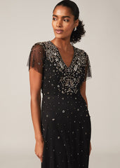 Pascale Jewelled Tulle Dress Black