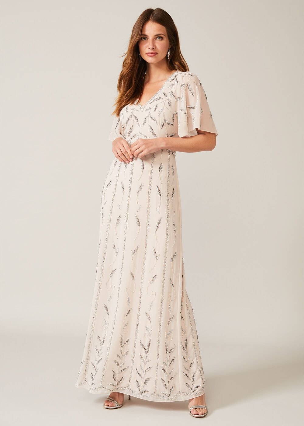 Meredith Embellished Leaf Dress Pearl