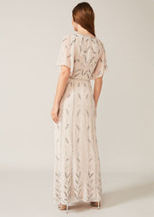 Meredith Embellished Leaf Dress Pearl