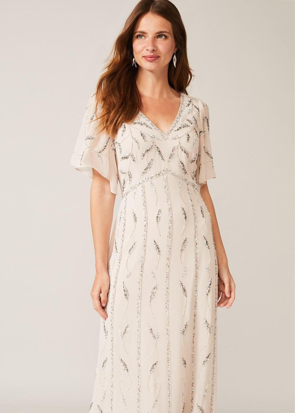 Meredith Embellished Leaf Dress Pearl