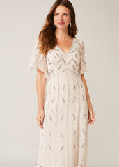 Meredith Embellished Leaf Dress Pearl