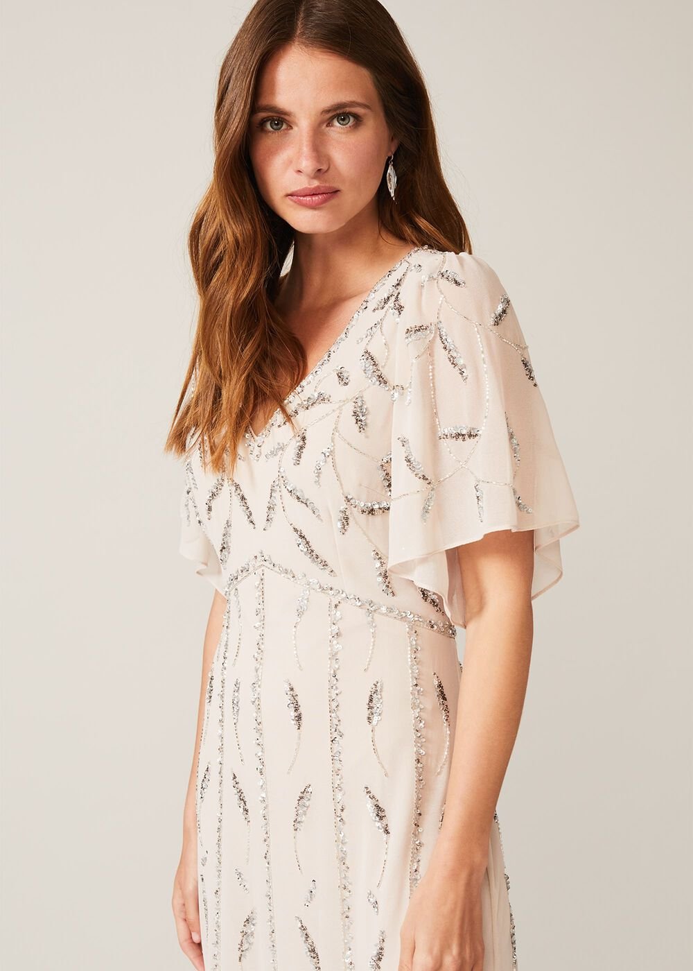 Meredith Embellished Leaf Dress Pearl