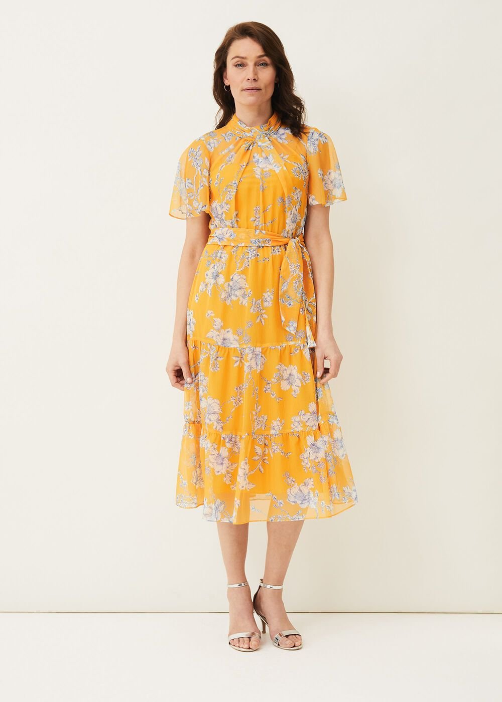 Emmalyn Tiered Georgette Dress Canary