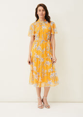 Emmalyn Tiered Georgette Dress Canary