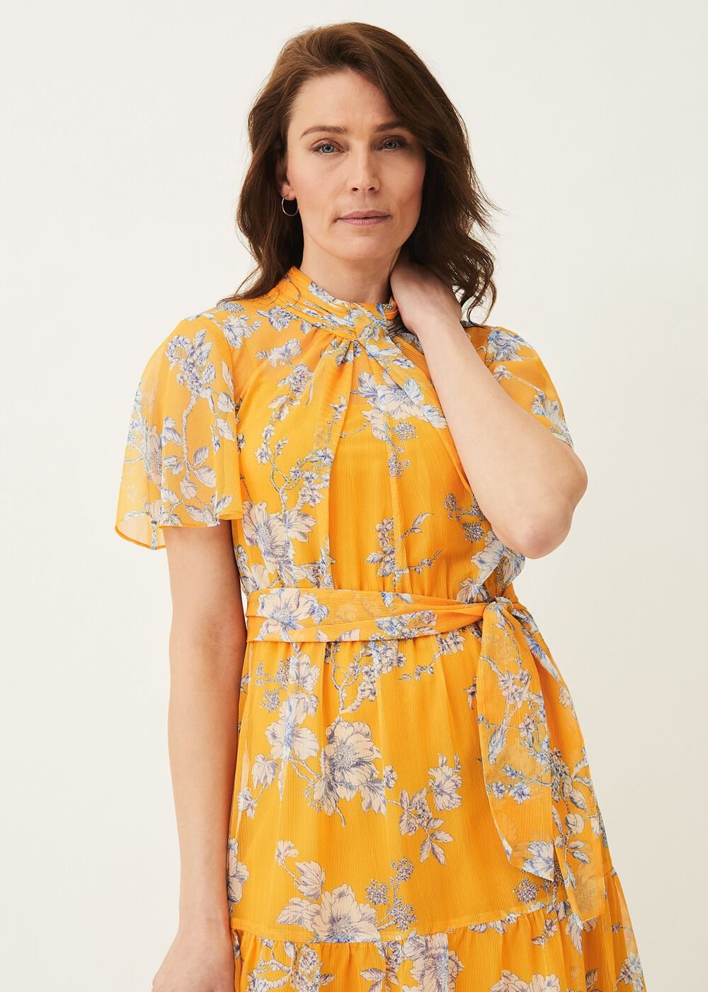 Emmalyn Tiered Georgette Dress Canary