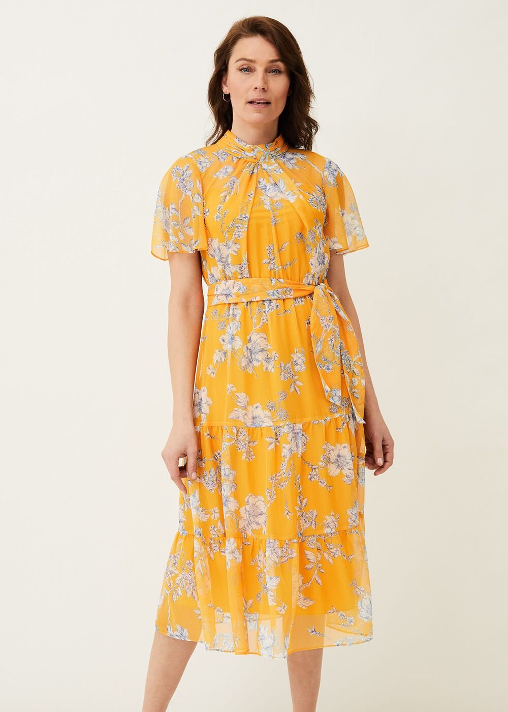 Emmalyn Tiered Georgette Dress Canary