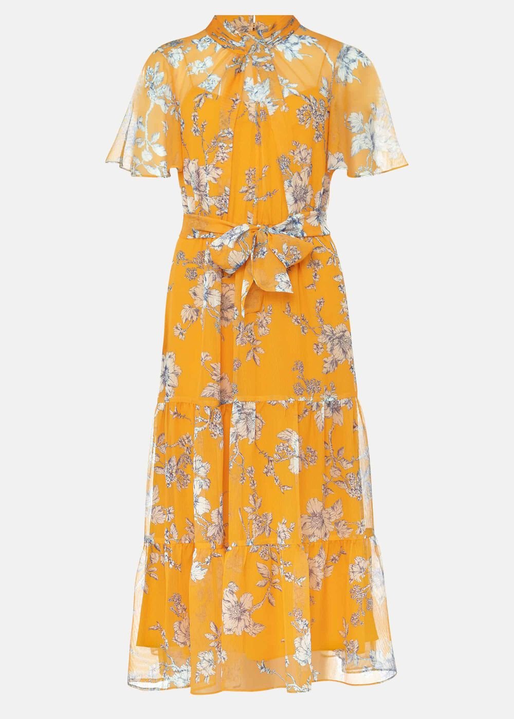 Emmalyn Tiered Georgette Dress Canary