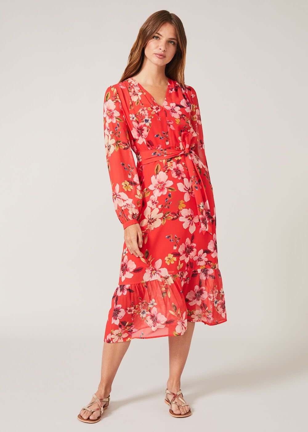 Bernadette Tiered Chiffon Dress Kingfisher/Ivory
