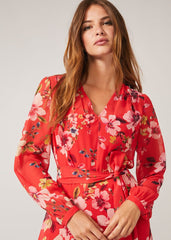 Bernadette Tiered Chiffon Dress Kingfisher/Ivory