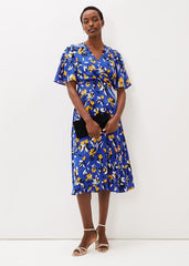 Jayla Floral Printed Dress Cerulean/Almond/Canary