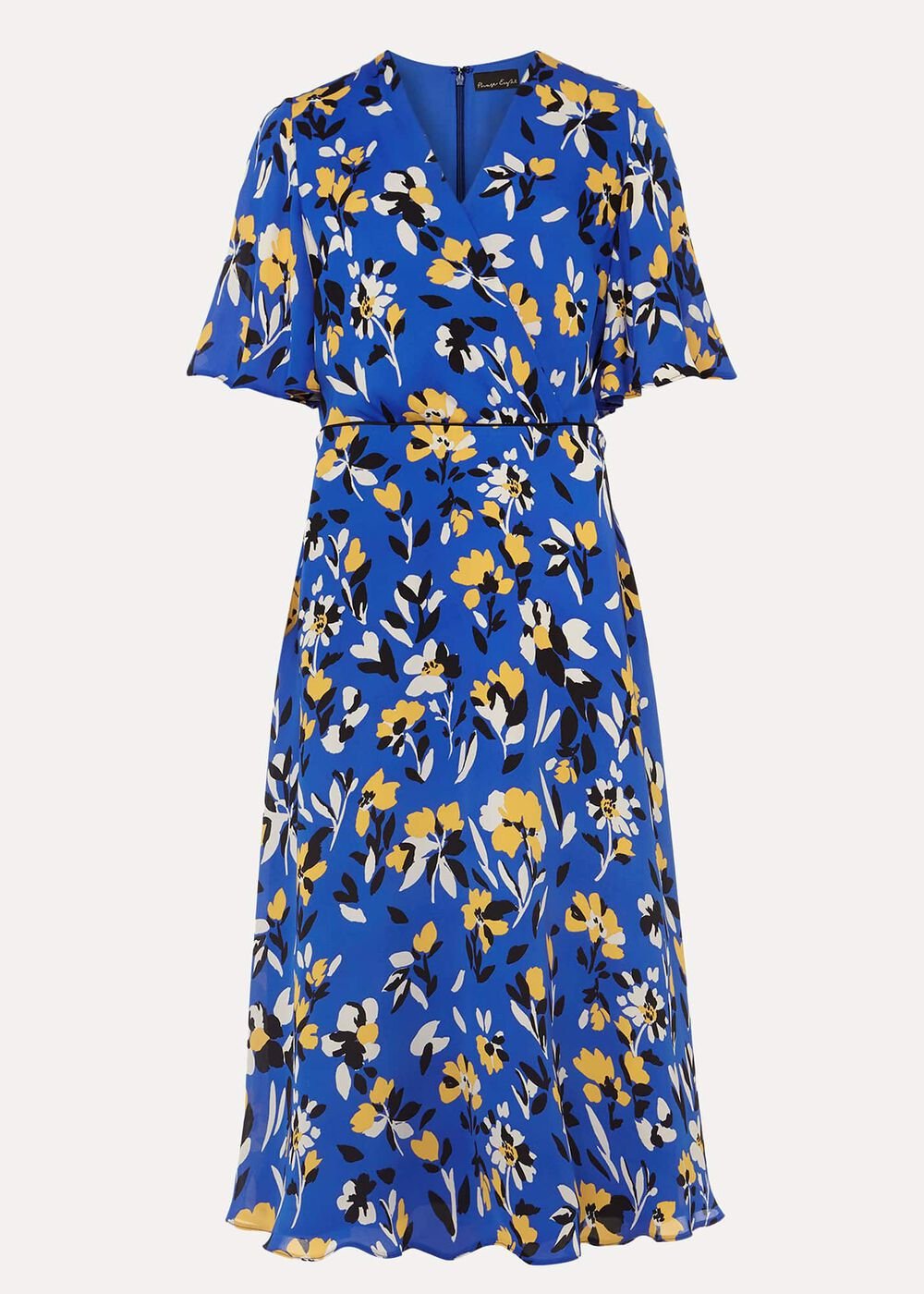 Jayla Floral Printed Dress Cerulean/Almond/Canary