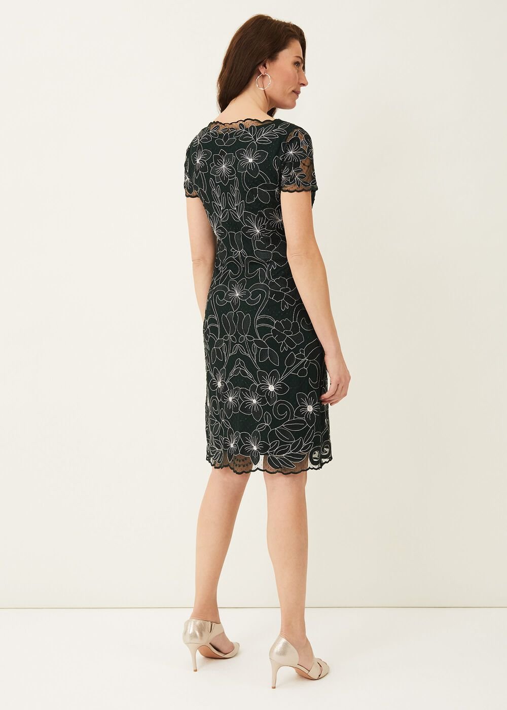 Nessa Embroidered Dress Pine/Pearl