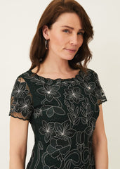 Nessa Embroidered Dress Pine/Pearl