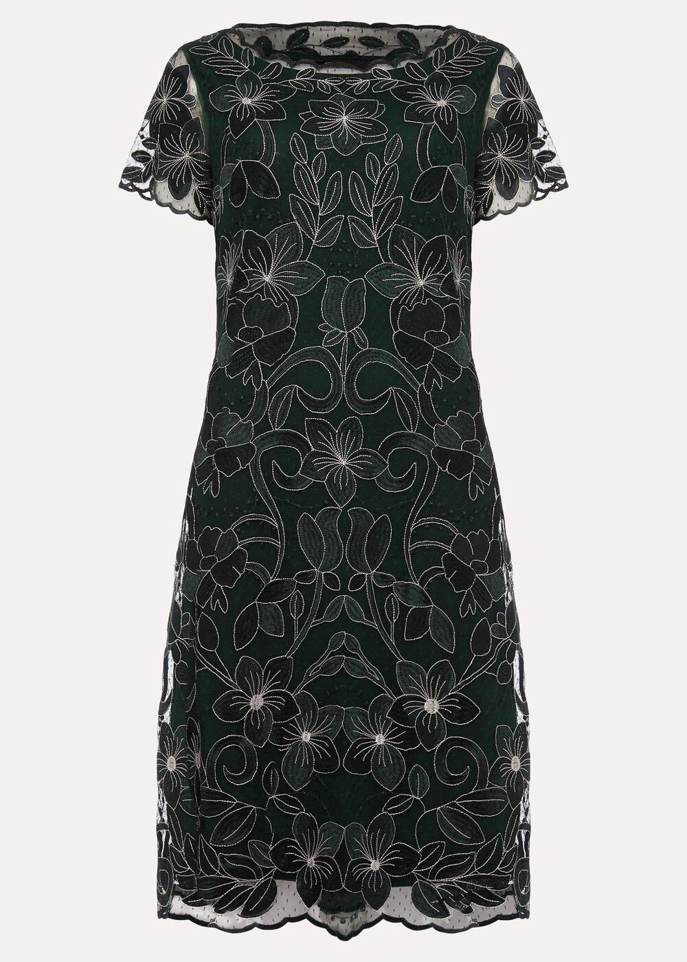 Nessa Embroidered Dress Pine/Pearl