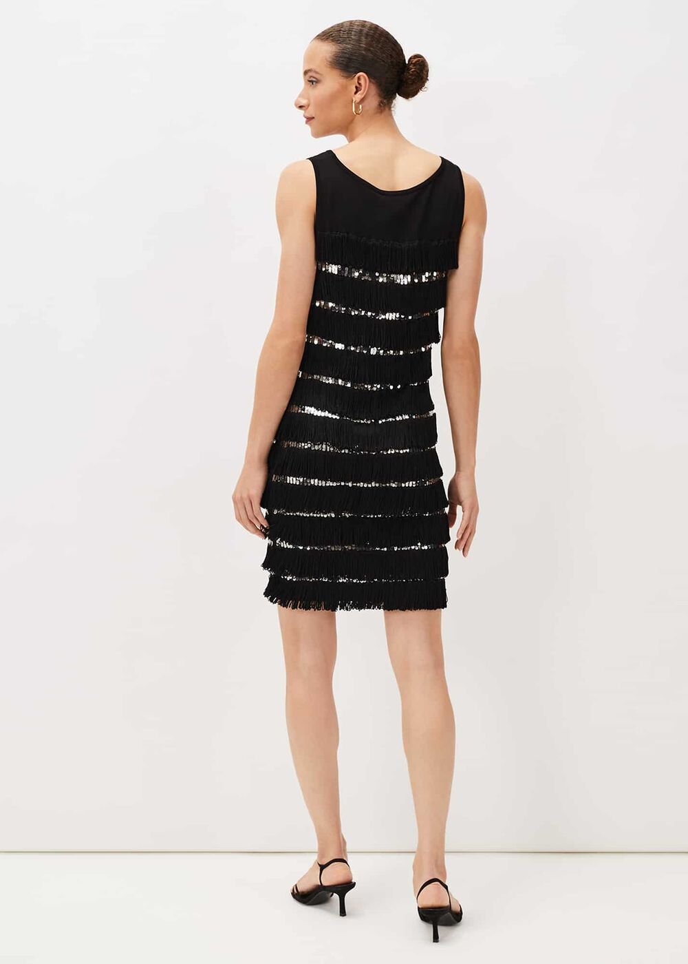Sofianne Sequin Fringe Dress Black