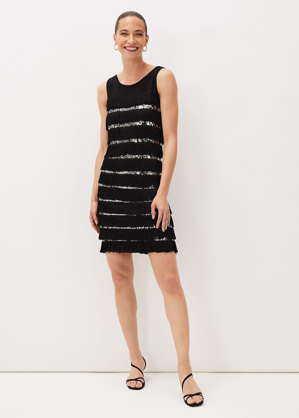 Sofianne Sequin Fringe Dress Black