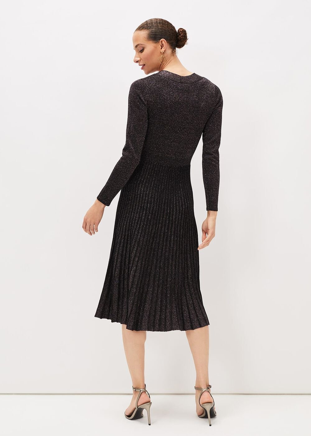 Jessamine Shimmer Knit Dress Gunmetal