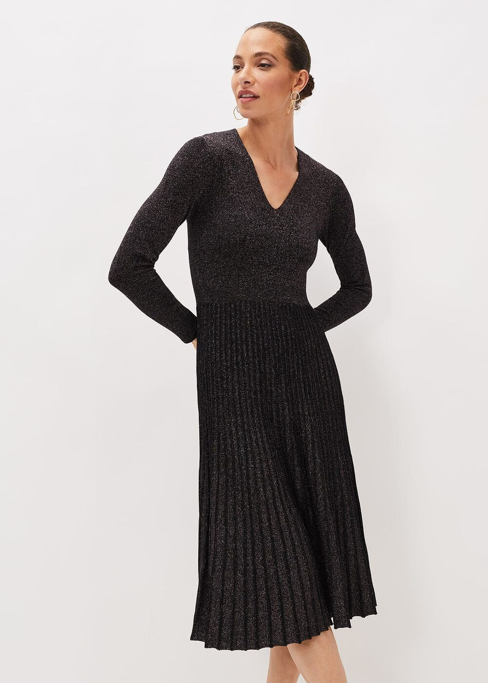 Jessamine Shimmer Knit Dress Gunmetal