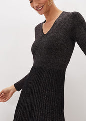 Jessamine Shimmer Knit Dress Gunmetal