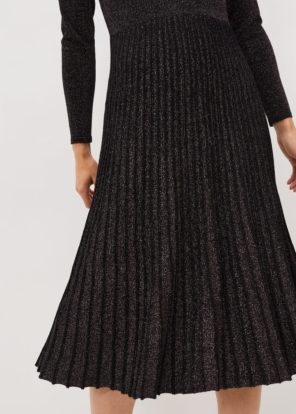 Jessamine Shimmer Knit Dress Gunmetal