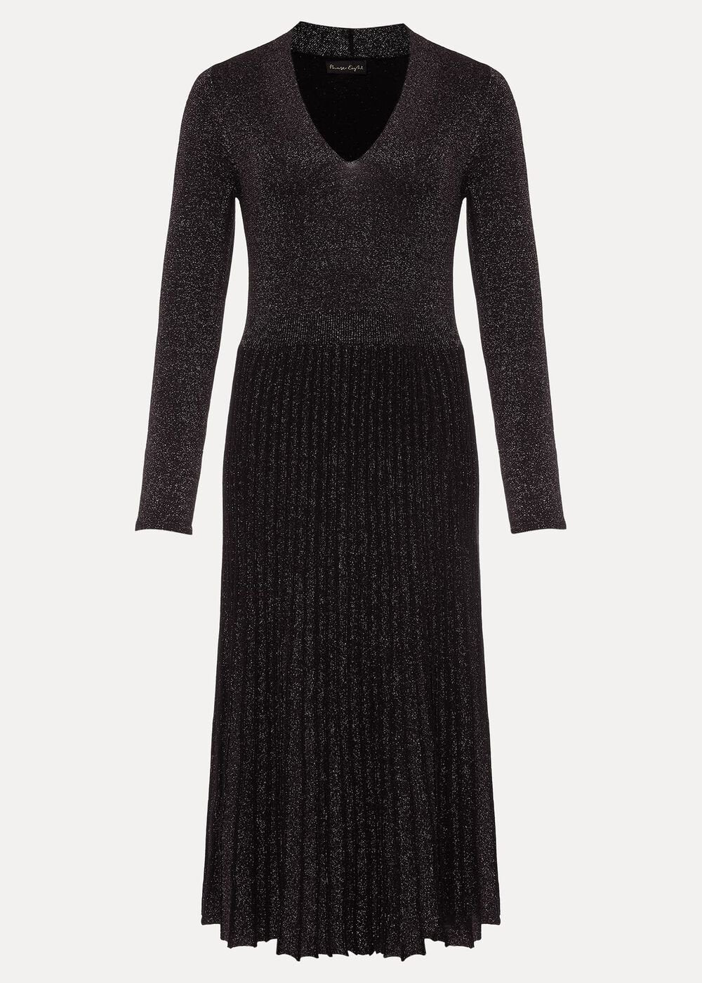 Jessamine Shimmer Knit Dress Gunmetal
