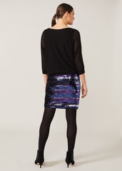 Geonna Sequin Knitted Dress Cobalt