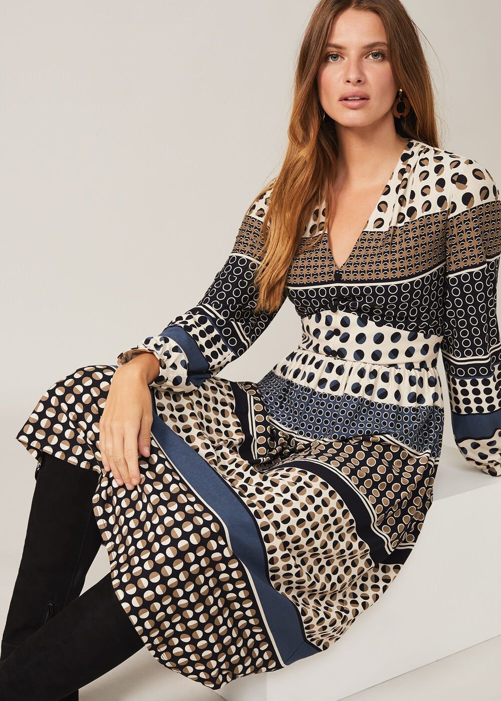 Jacinta Spot Print Dress Black Multi