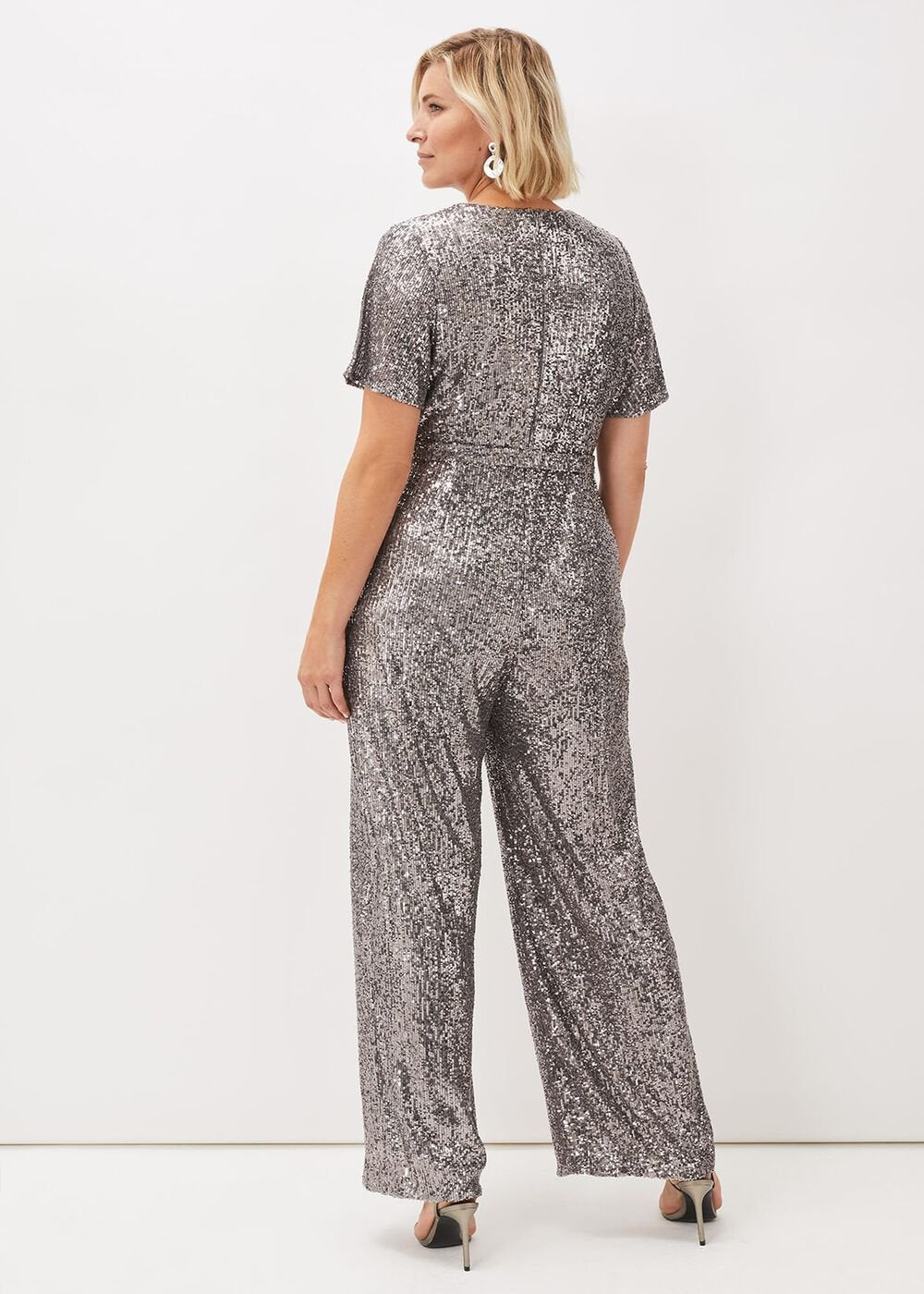 Alessandra Sequin Embellished Jumpsuit Pewter