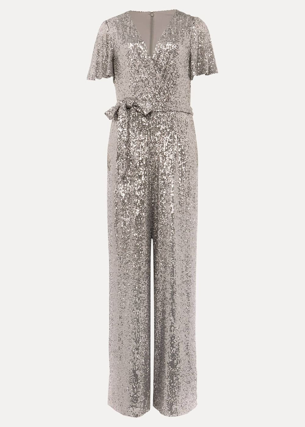 Alessandra Sequin Embellished Jumpsuit Pewter