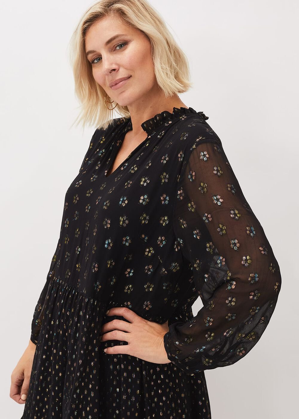 Sarah Sparkle Jacquard Dress Black Multi