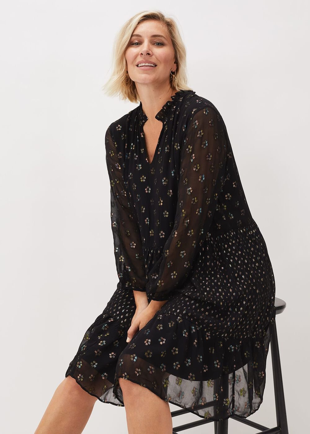 Sarah Sparkle Jacquard Dress Black Multi