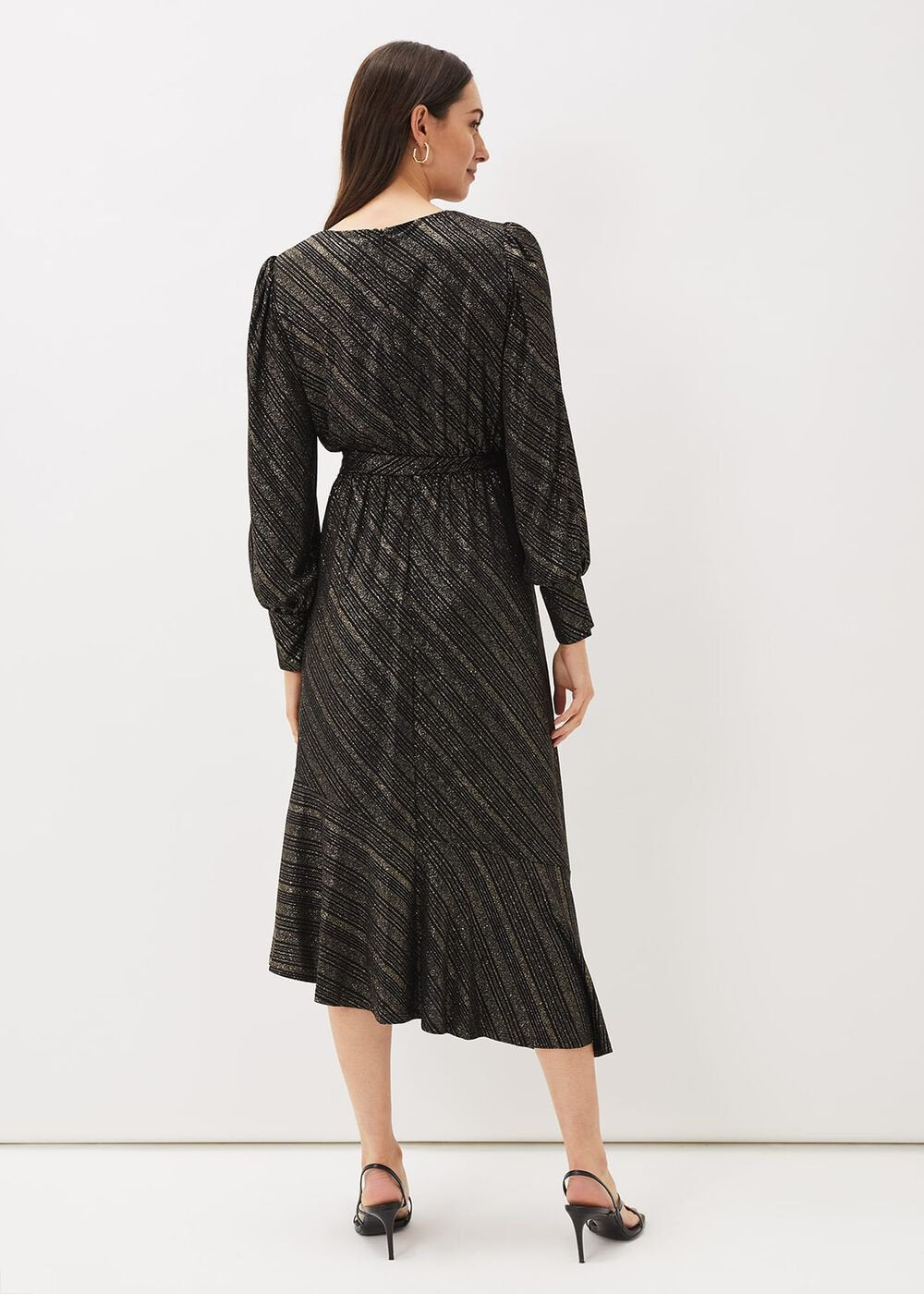 Clairette Asymmetric Sparkle Dress Black
