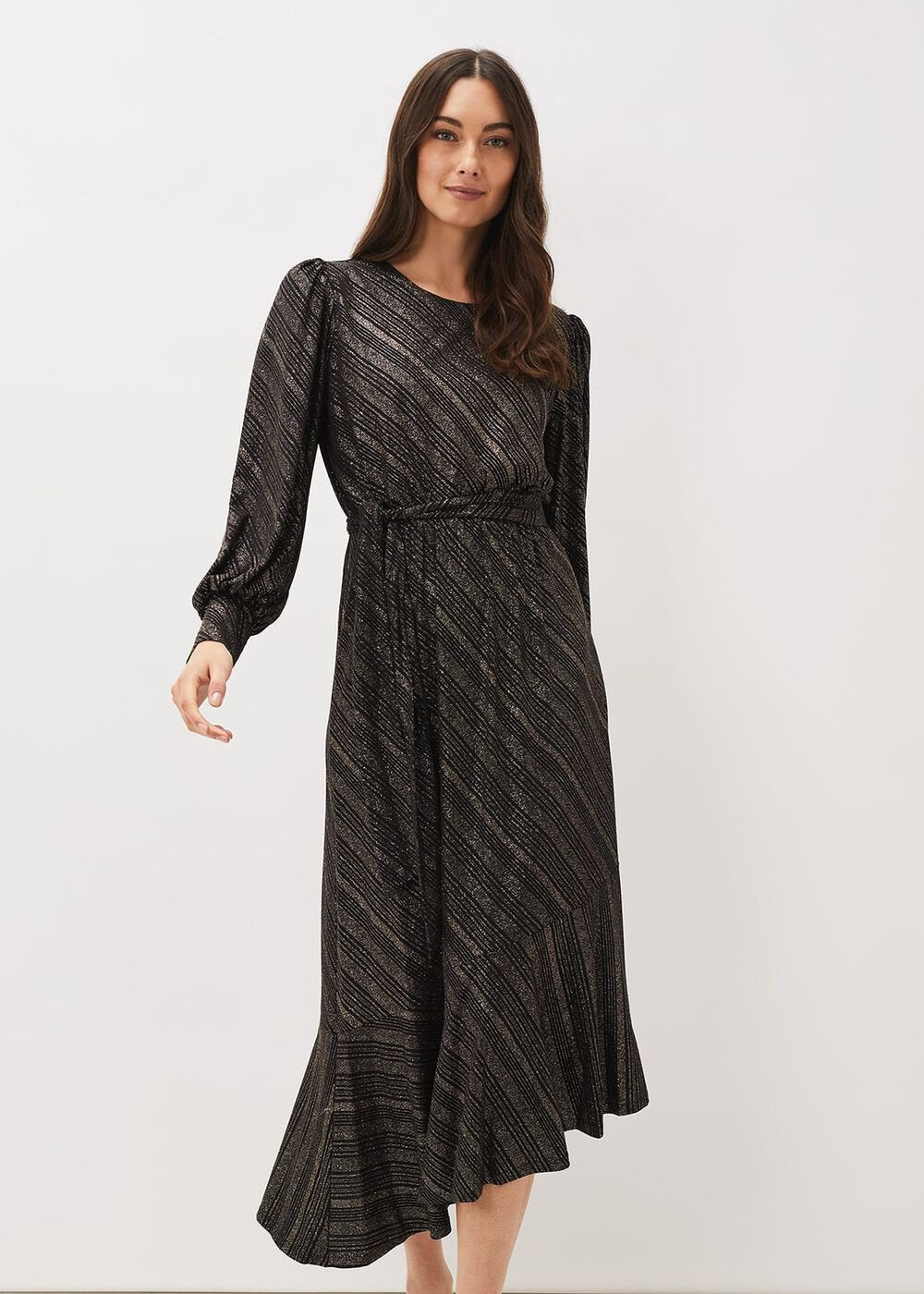 Clairette Asymmetric Sparkle Dress Black