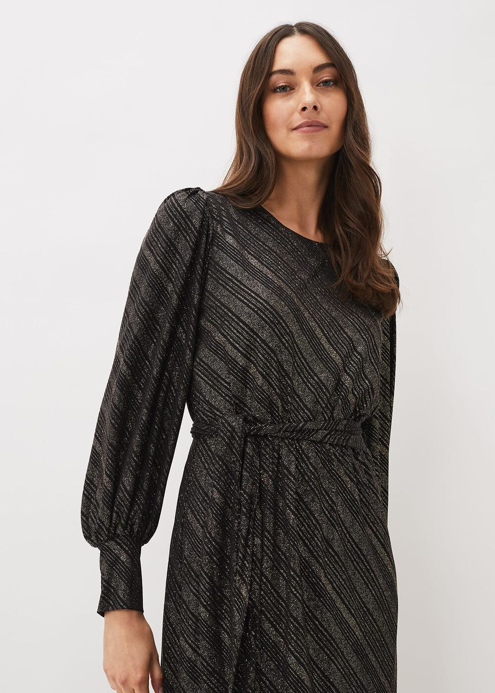 Clairette Asymmetric Sparkle Dress Black