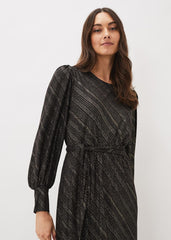 Clairette Asymmetric Sparkle Dress Black