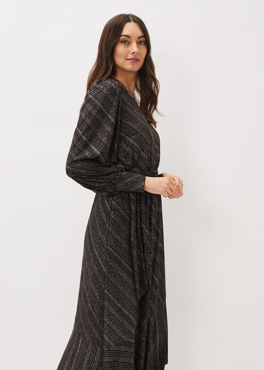 Clairette Asymmetric Sparkle Dress Black