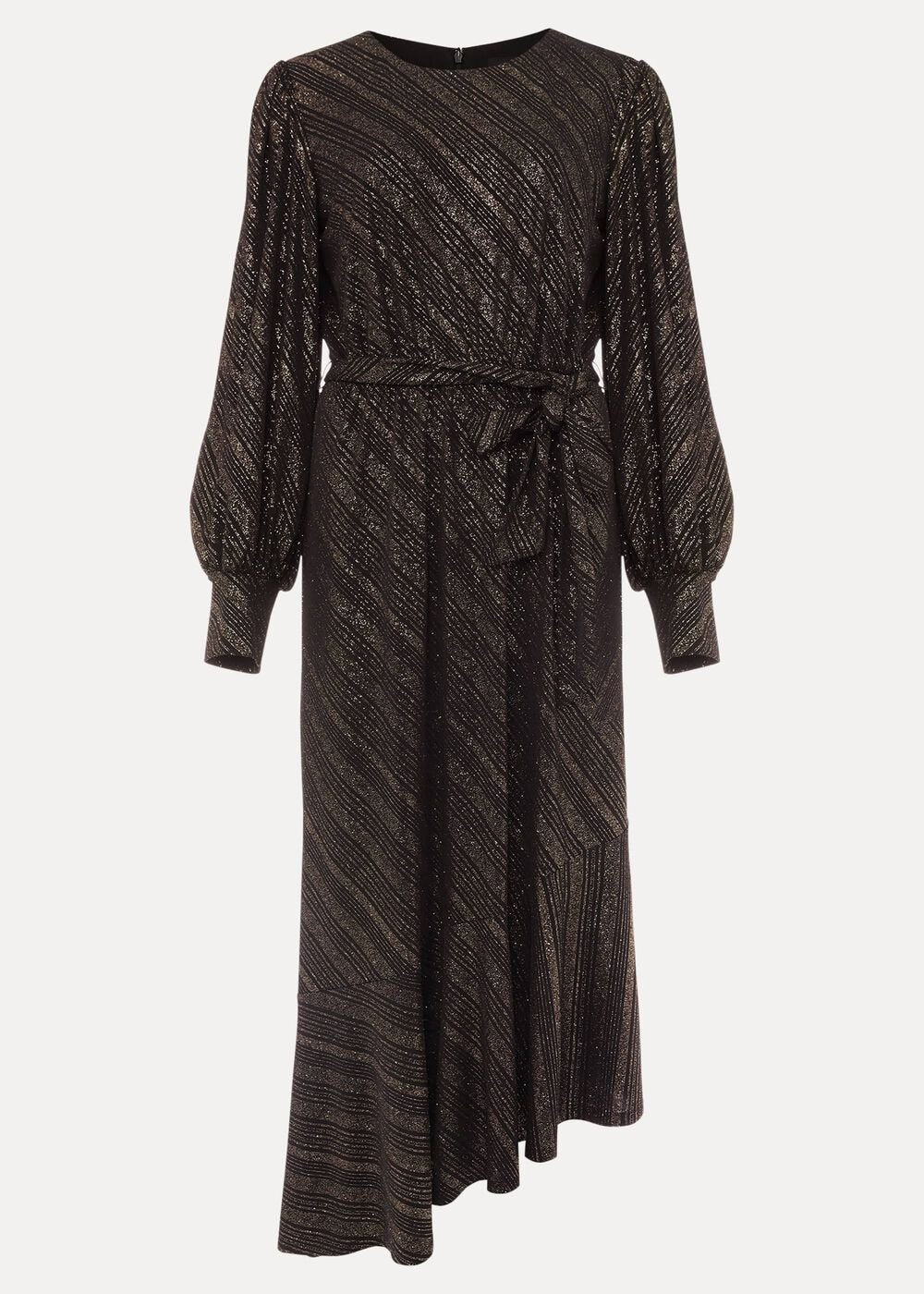 Clairette Asymmetric Sparkle Dress Black