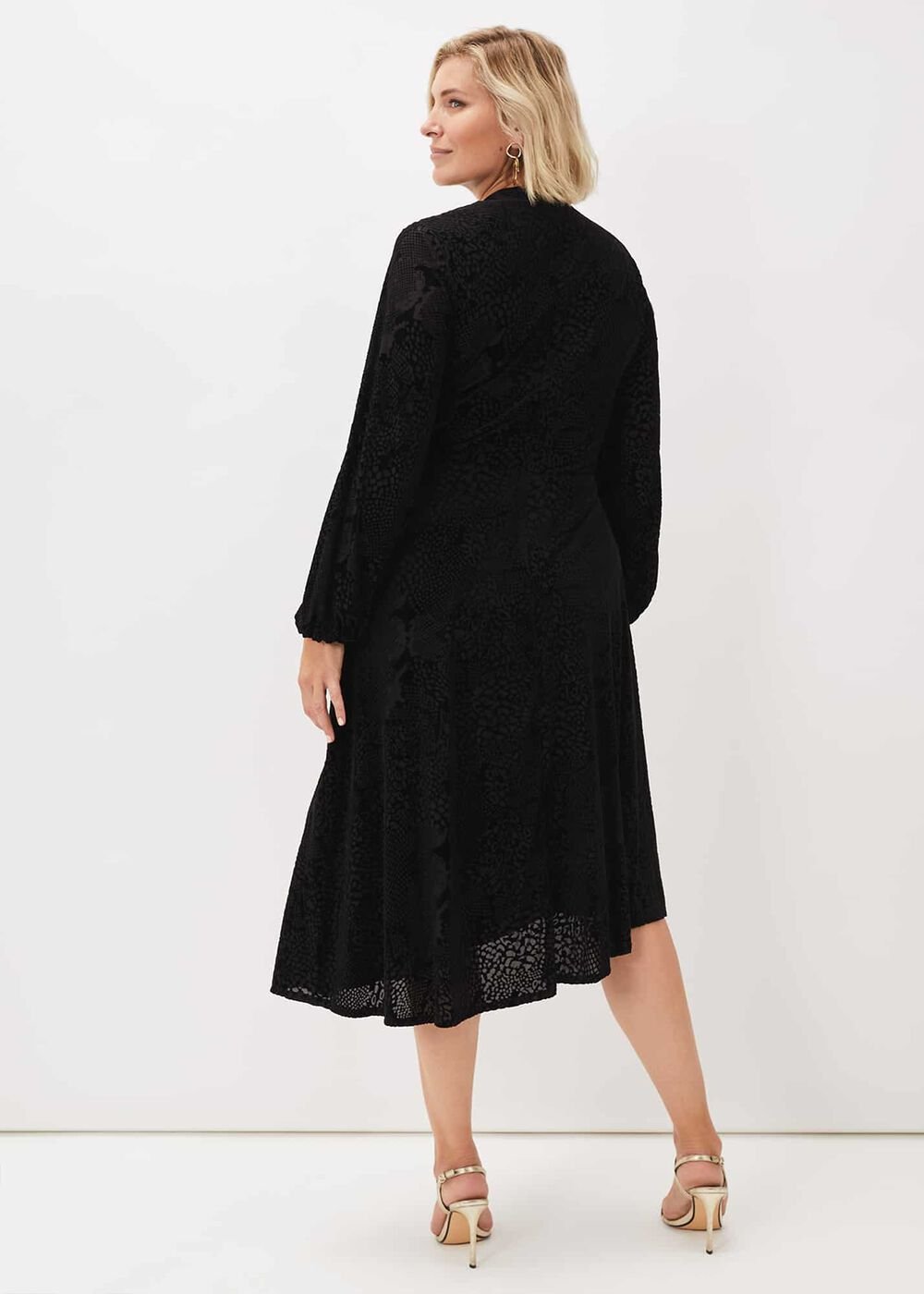 Devore Tie Asymmetric Dress Black