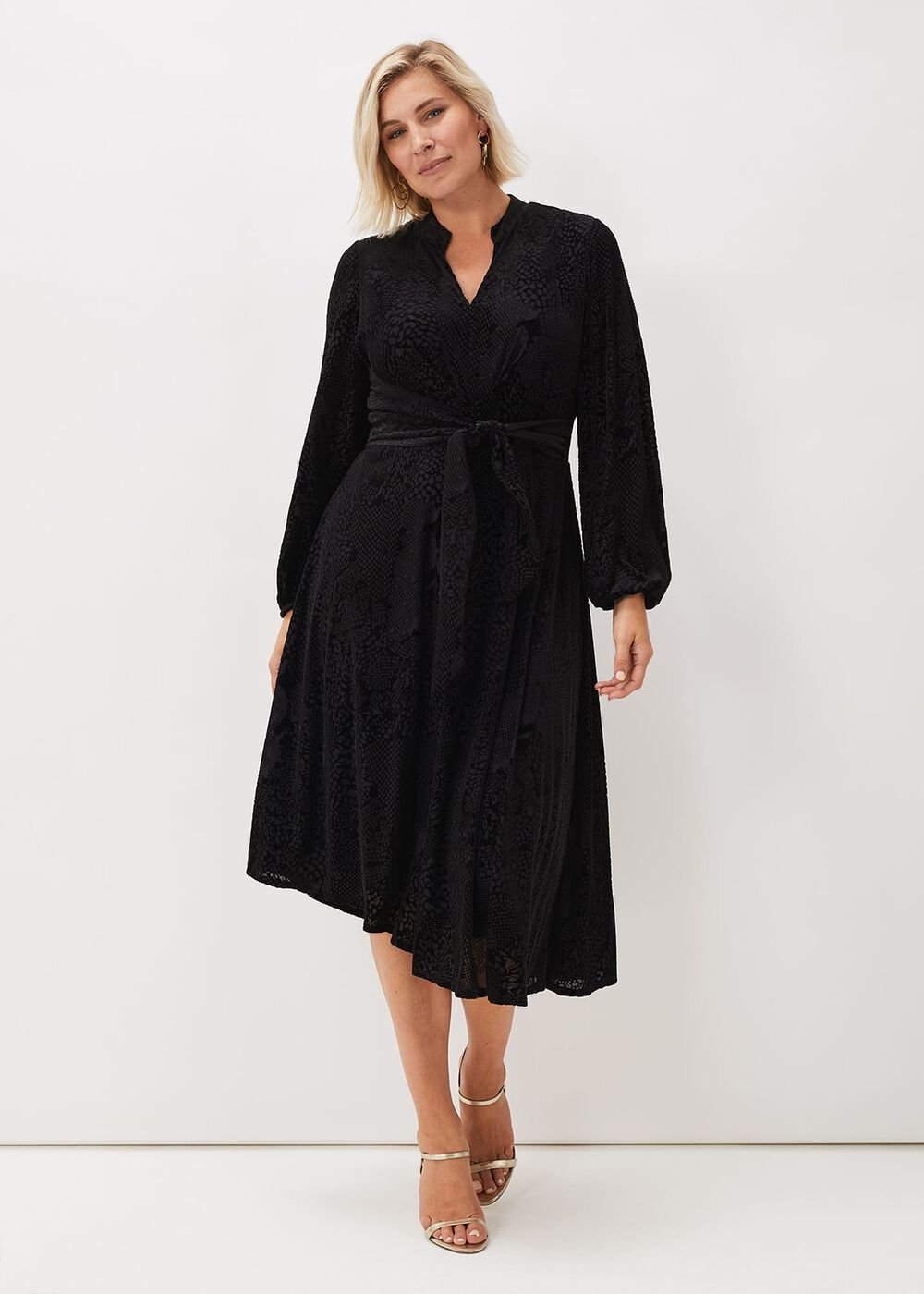 Devore Tie Asymmetric Dress Black