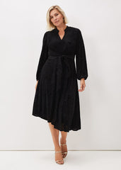 Devore Tie Asymmetric Dress Black
