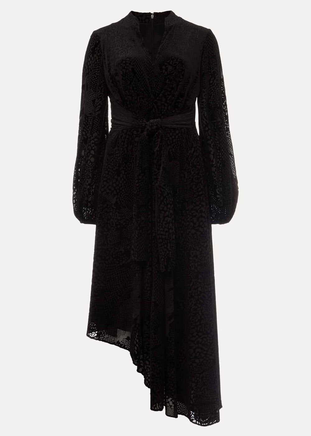 Devore Tie Asymmetric Dress Black